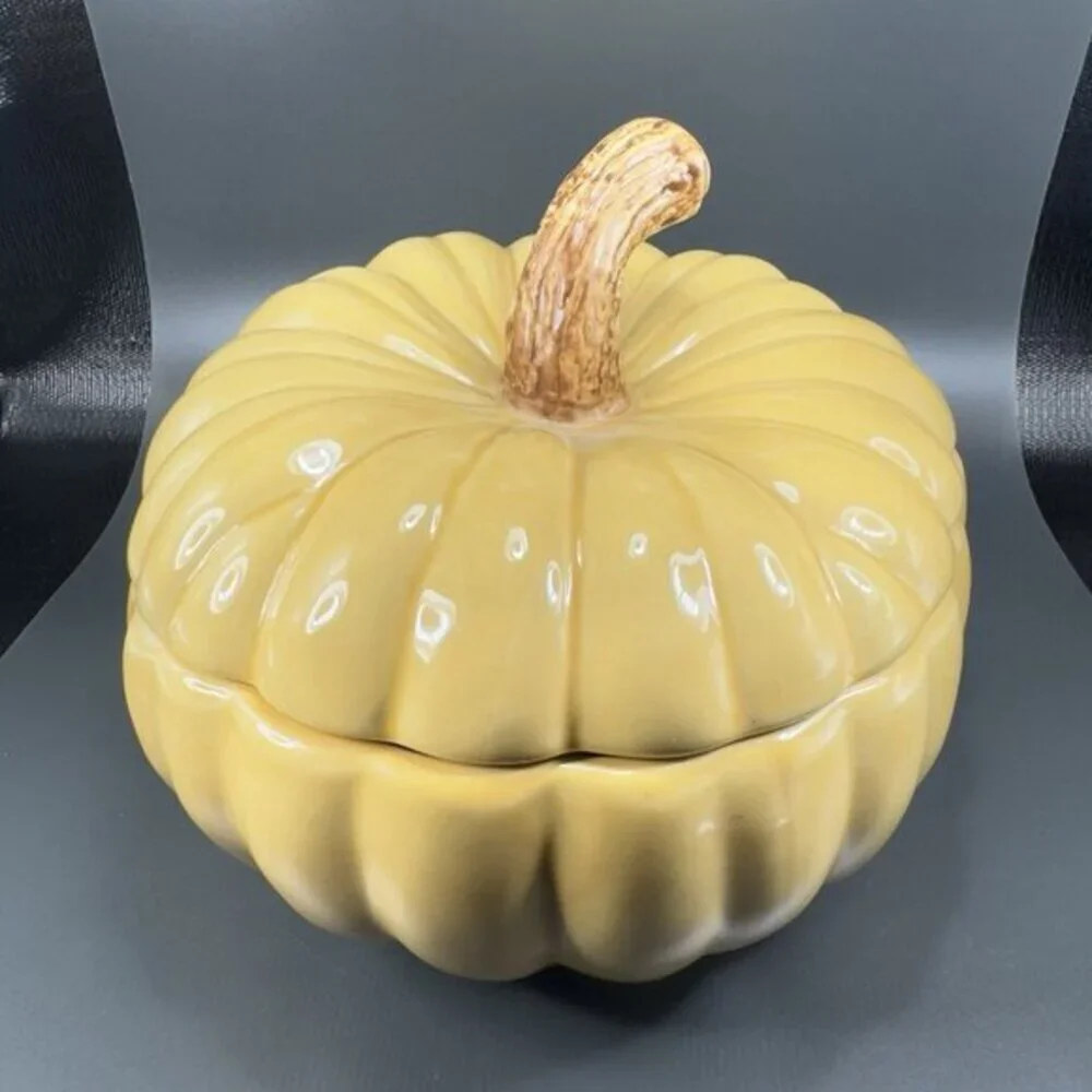 Williams Sonoma Large Pumpkin Canister Jar Container Cookie Jar Covered Dish VTG